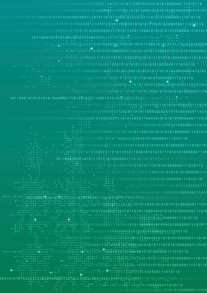 Green data technology background psd with binary code