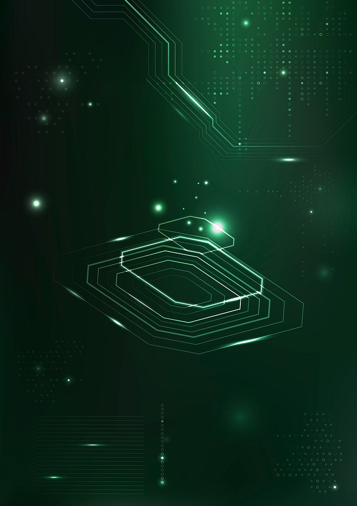 Green futuristic microchip background psd information digital transformation