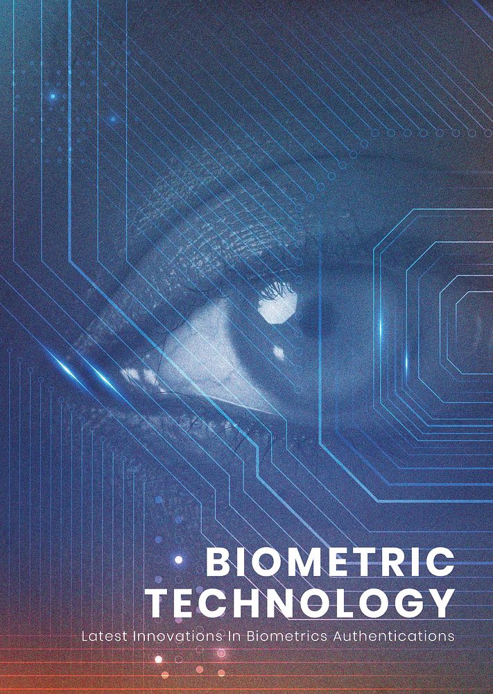 Biometric technology poster template vector security futuristic innovation