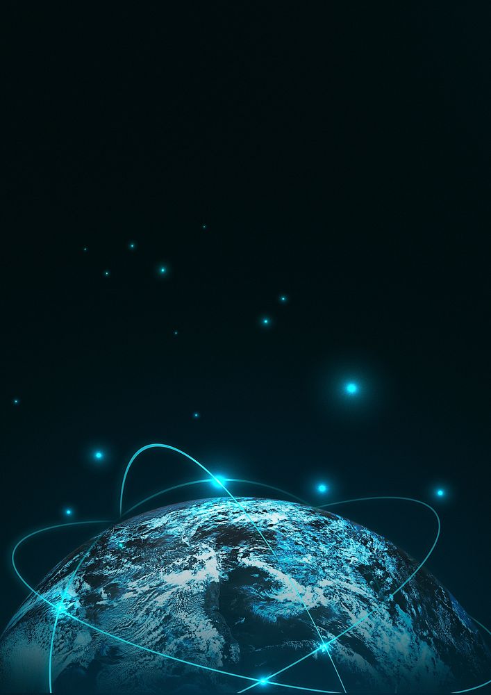 Digital poster background blue neon global technology