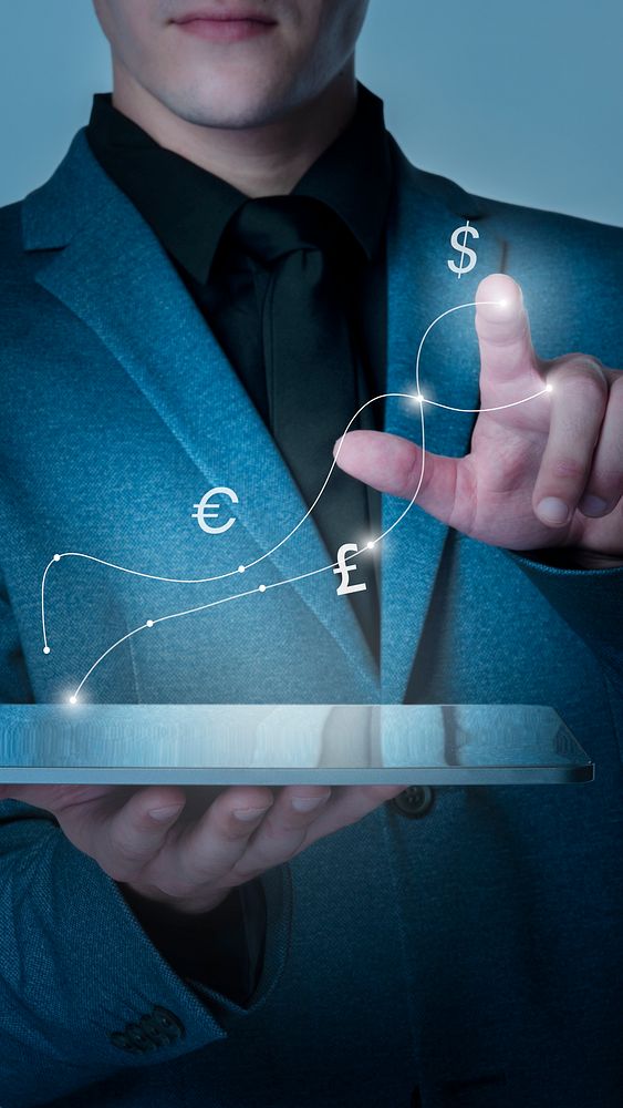 Forex graph with currency symbols