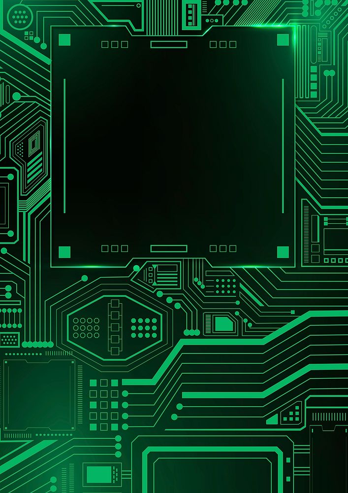 Motherboard circuit technology background psd in gradient green