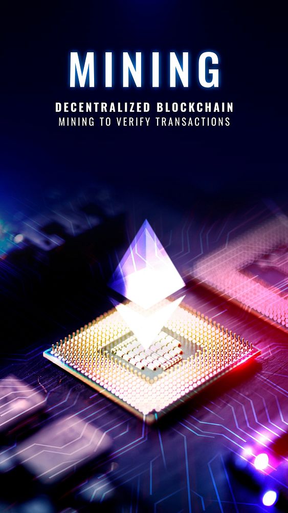 Mining decentralized blockchain template vector finance technology social media story