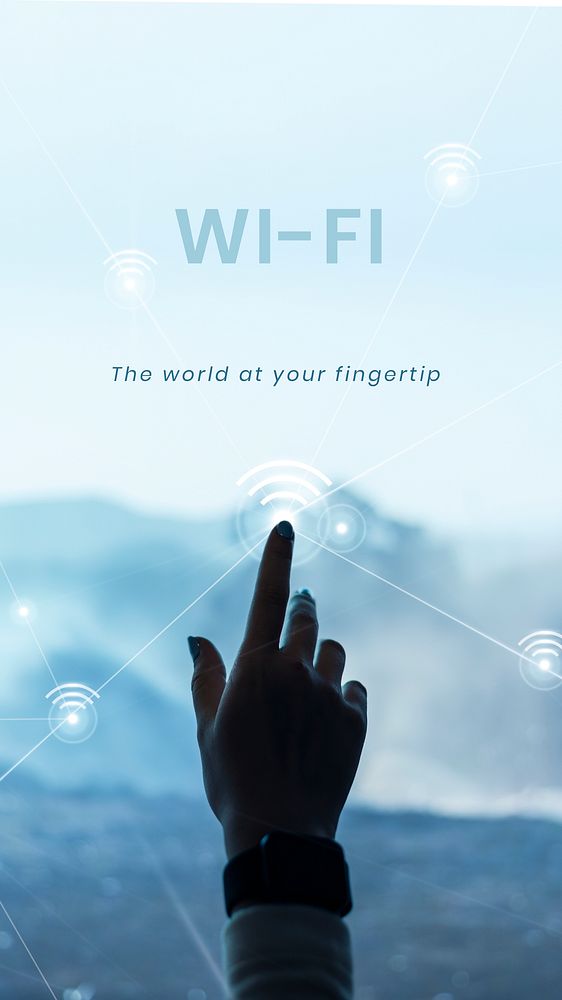 Wifi connection technology template psd digital communication social media story
