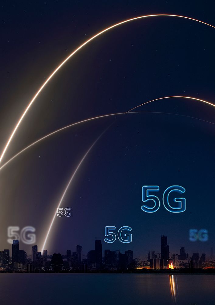 5G network smart city background technology digital remix