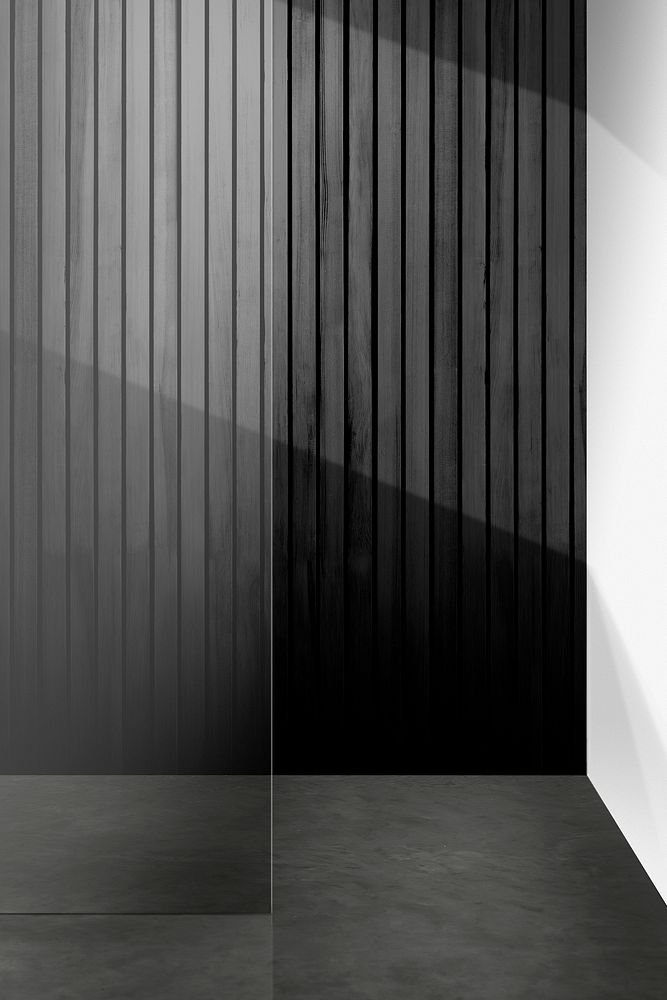 Empty luxury room with black wood paneling wall