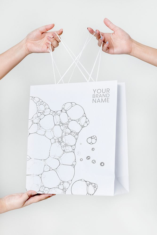 Bubble art paper bag in white handmade experimental art