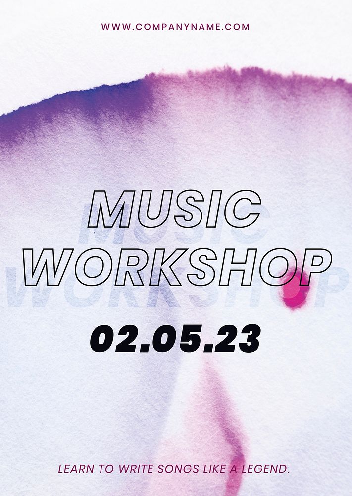Music workshop colorful template vector in chromatography art ad poster
