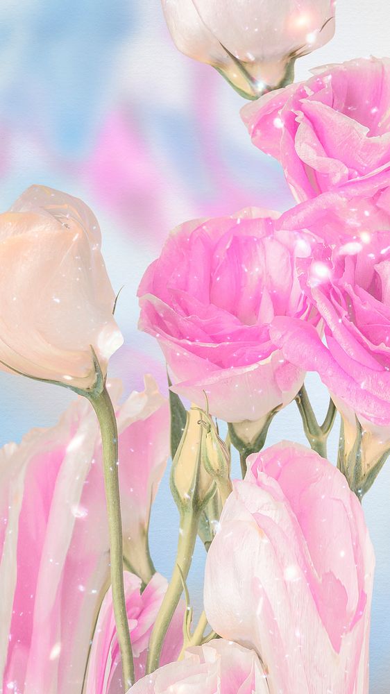 Pink floral background wallpaper, trippy aesthetic design