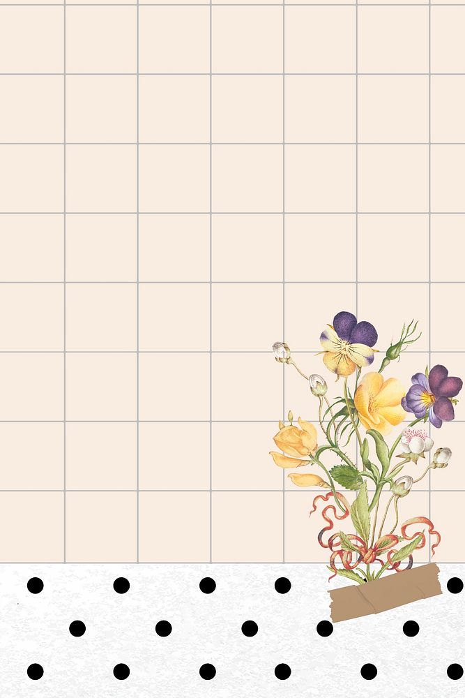 Wildflower background beautiful border vector, remixed from vintage public domain images