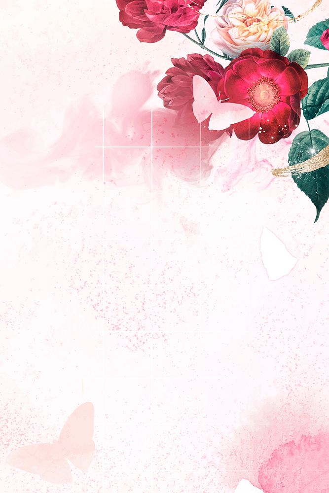 Flower background watercolor border vector, remixed from vintage public domain images