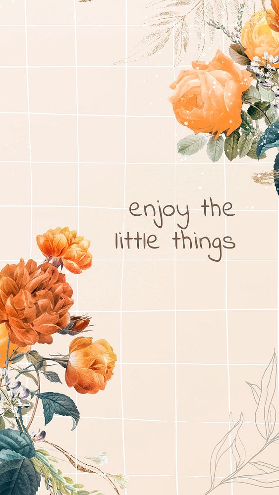 Flower instagram story template, life quote vector, remixed from vintage public domain images