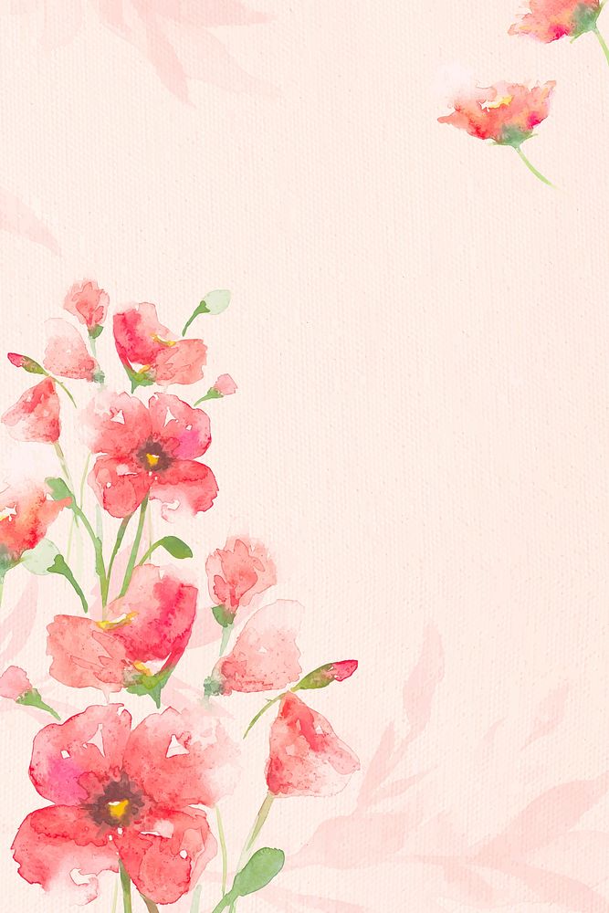 Poppy background watercolor flower vector in pink spring season