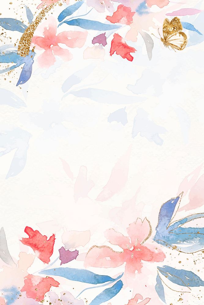 Flowers background watercolor vector in pink spring season