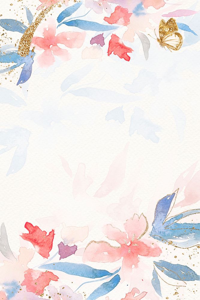 Flowers frame background watercolor in pink spring season