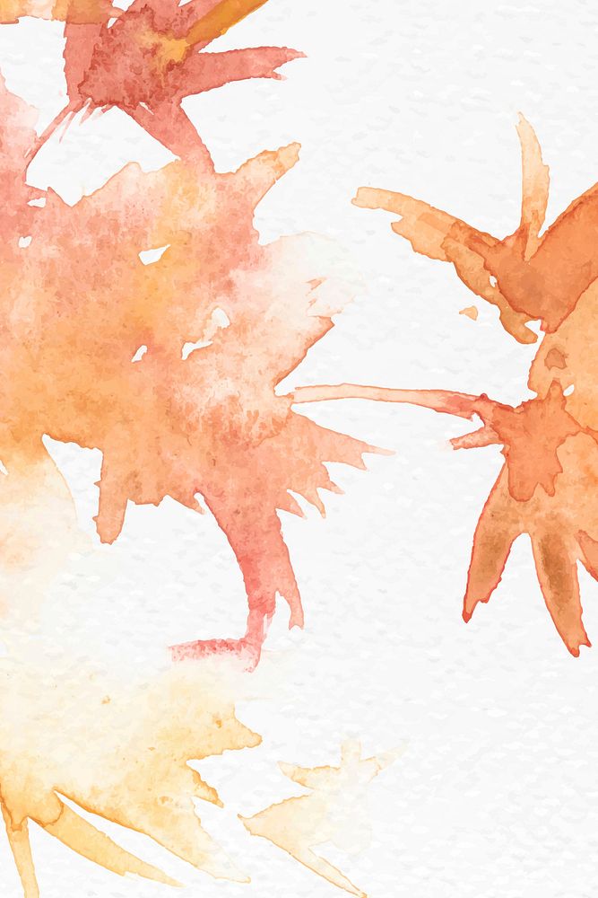 Autumn floral watercolor background vector in pastel orange with leaf illustration