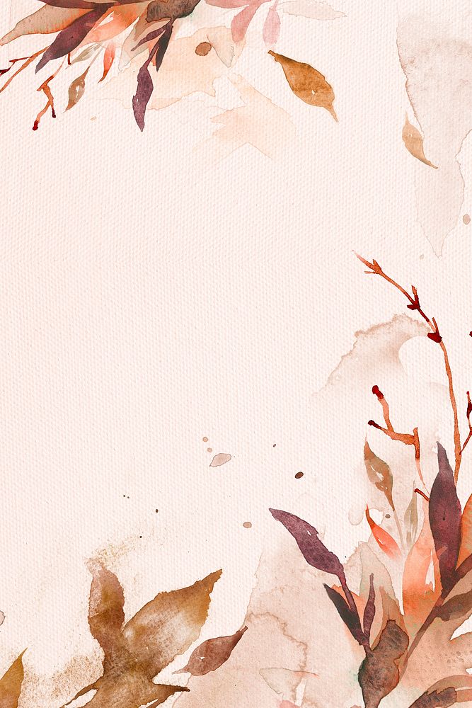 Beautiful leaf watercolor background in brown autumn season