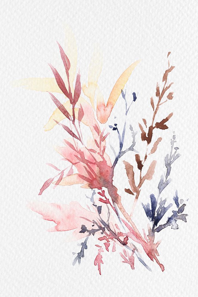 Watercolor leaf brown floral psd autumn seasonal graphic