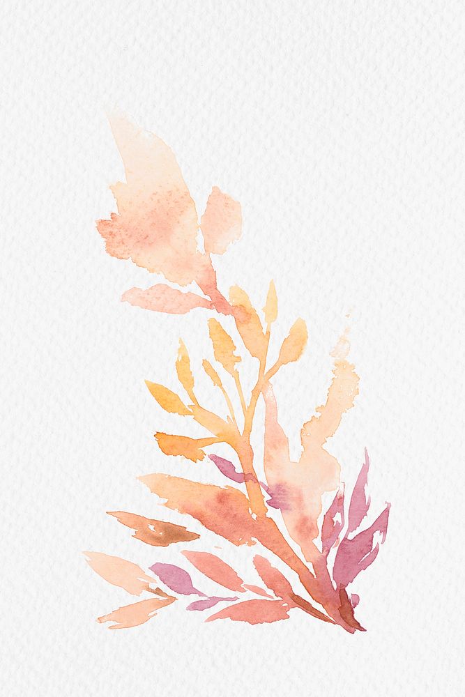 Watercolor leaf orange floral psd autumn seasonal graphic