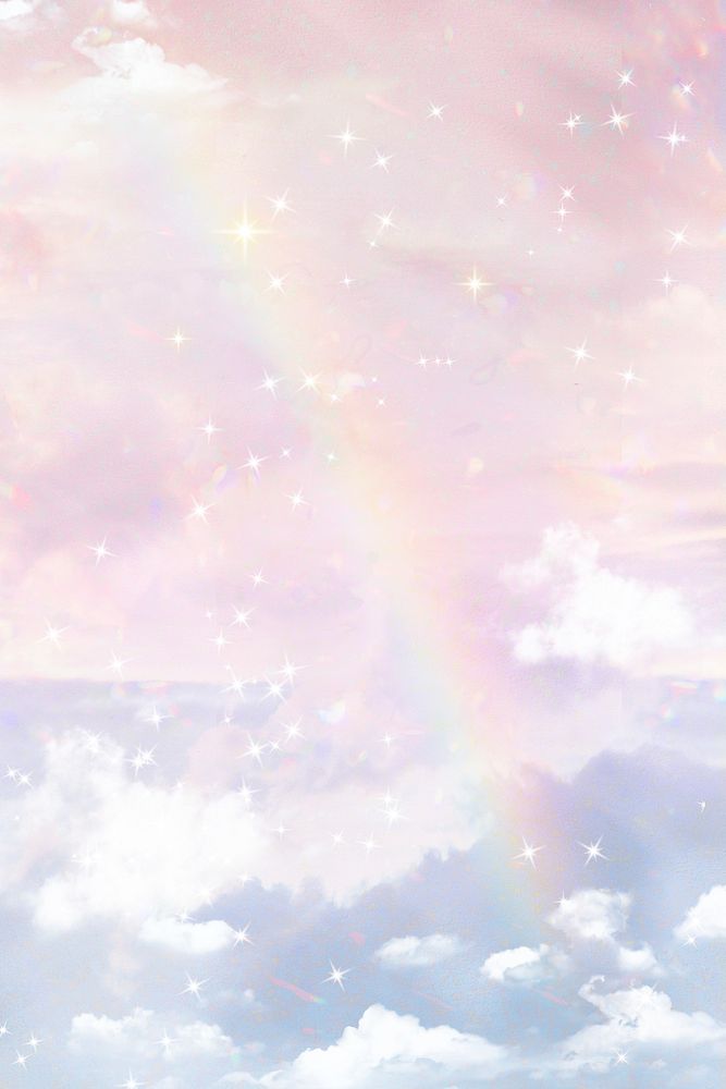 Aesthetic cloudy sky background, glitter pastel design