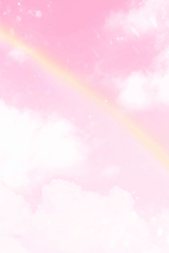 Aesthetic rainbow background, pink sky glitter design vector