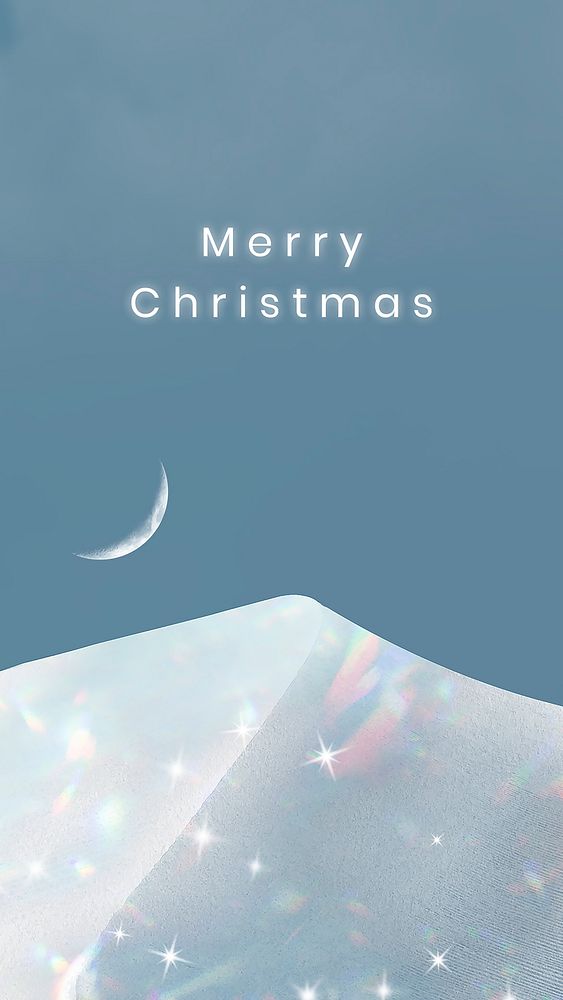 Christmas mobile wallpaper, aesthetic design, holographic snow mountain