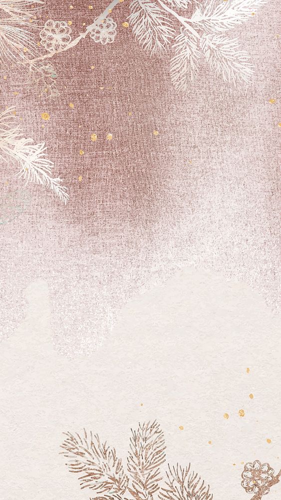 Aesthetic winter iPhone wallpaper, glitter & watercolor vector design