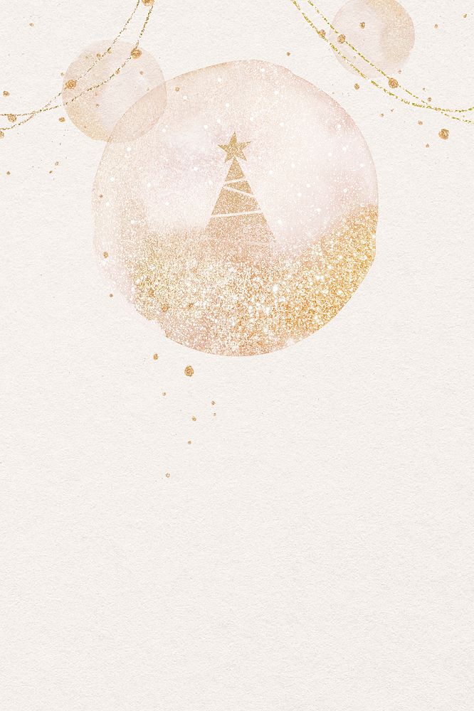 Snow globe background, holiday design in watercolor & glitter