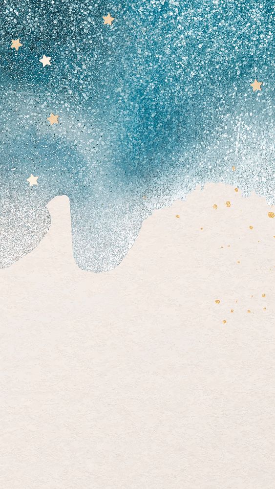 Winter night iPhone wallpaper, aesthetic glitter & watercolor vector design