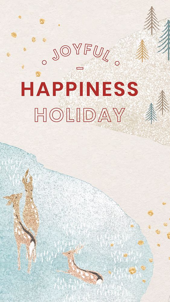 Happy holiday phone wallpaper template, Christmas season design vector