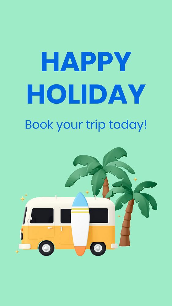 Happy holiday Instagram story template, travel & vacation vector