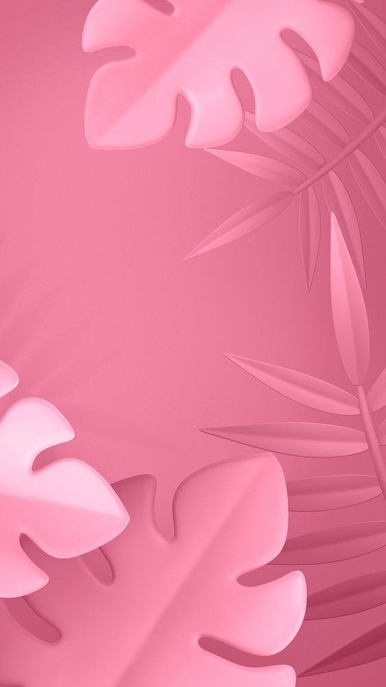 Pink botanical mobile wallpaper, 3D aesthetic background