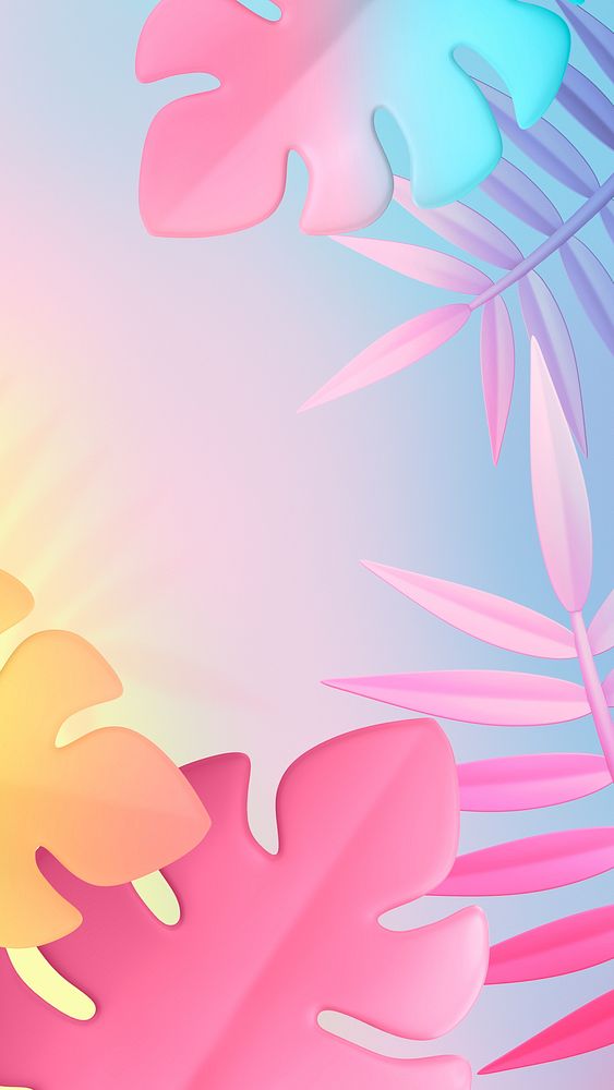 Gradient botanical iPhone wallpaper, 3D aesthetic background
