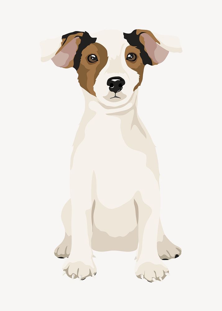 Cute puppy, Jack Russell Terrier baby dog illustration psd