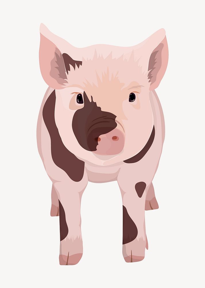 Cute piglet illustration, farm animal vector