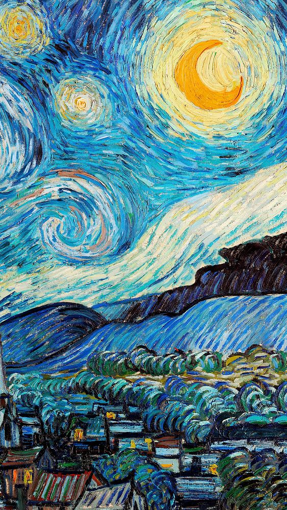 Starry Night iPhone wallpaper, Van Gogh's artwork remixed by rawpixel