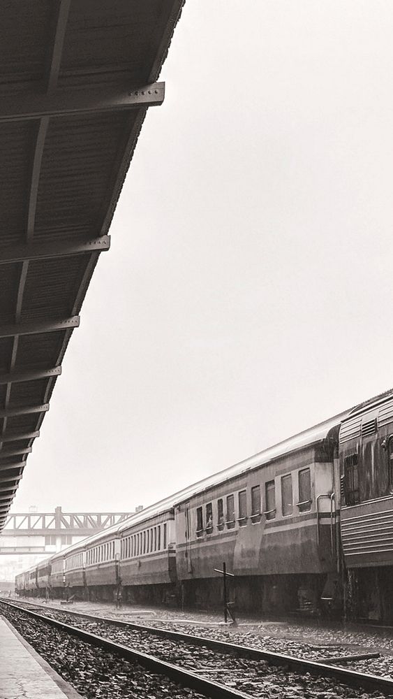 Train station mobile wallpaper, monochrome background 