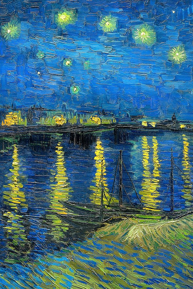 Starry Night Over the Rhone background, Van Gogh's artwork remixed by rawpixel