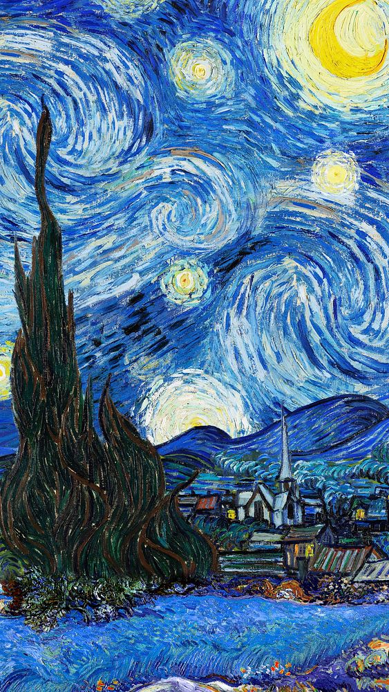 Starry Night phone wallpaper, Van Gogh's artwork remixed by rawpixel