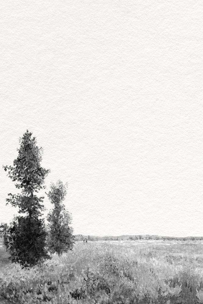 Monet's landscape background,  black and white remixed by rawpixel