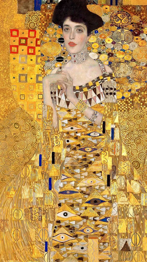 Adele Bloch-Bauer mobile wallpaper, Gustav Klimt's artwork remixed by rawpixel 