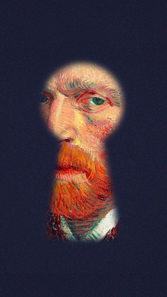 Phone wallpaper, Van Gogh's portrait in Keyhole remixed by rawpixel