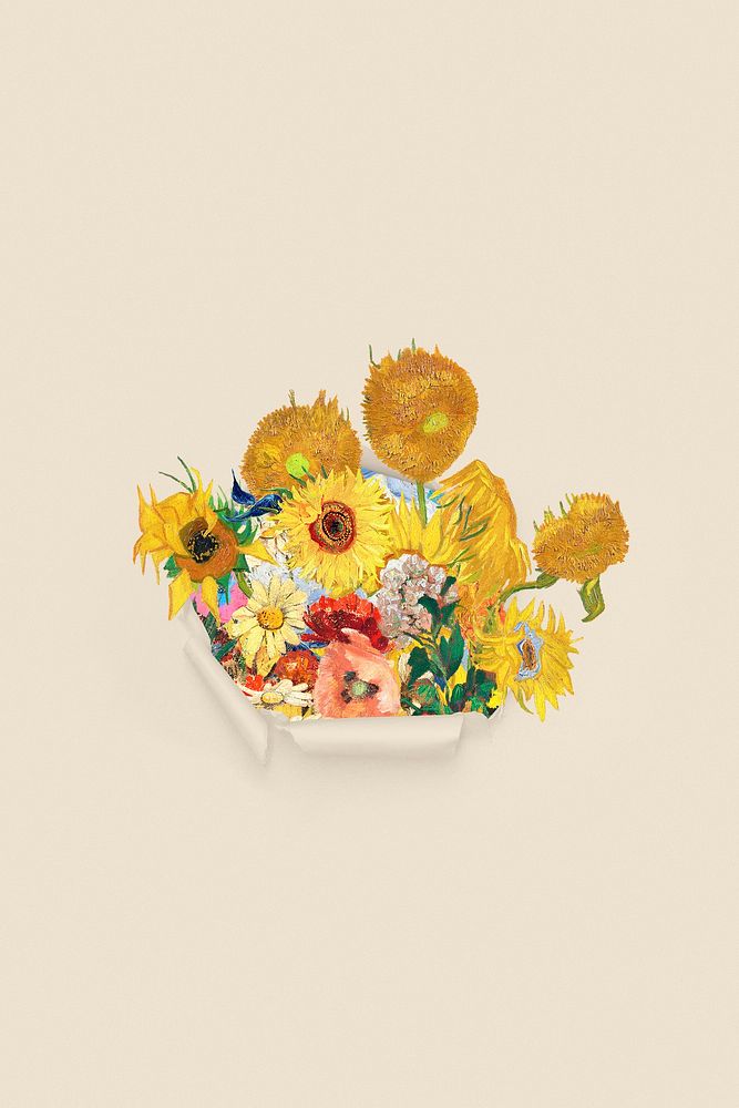 Sunflower background, Van Gogh's artwork remixed by rawpixel