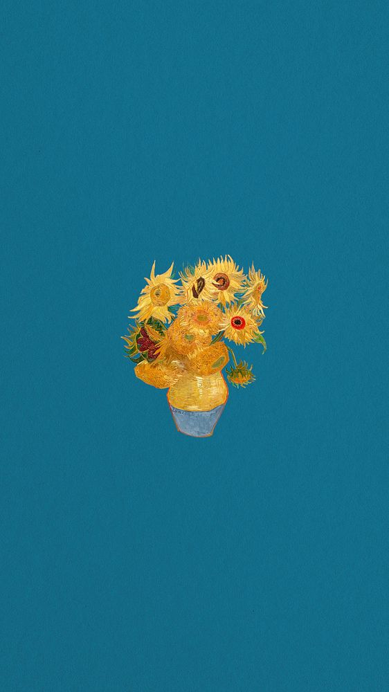 Sunflower blue phone wallpaper, Van Gogh's artwork remixed by rawpixel