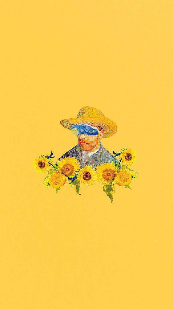 Van Gogh mobile wallpaper, sunflower remixed by rawpixel 