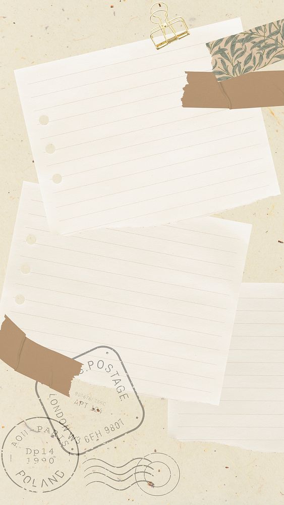 Note paper phone wallpaper, beige background psd 