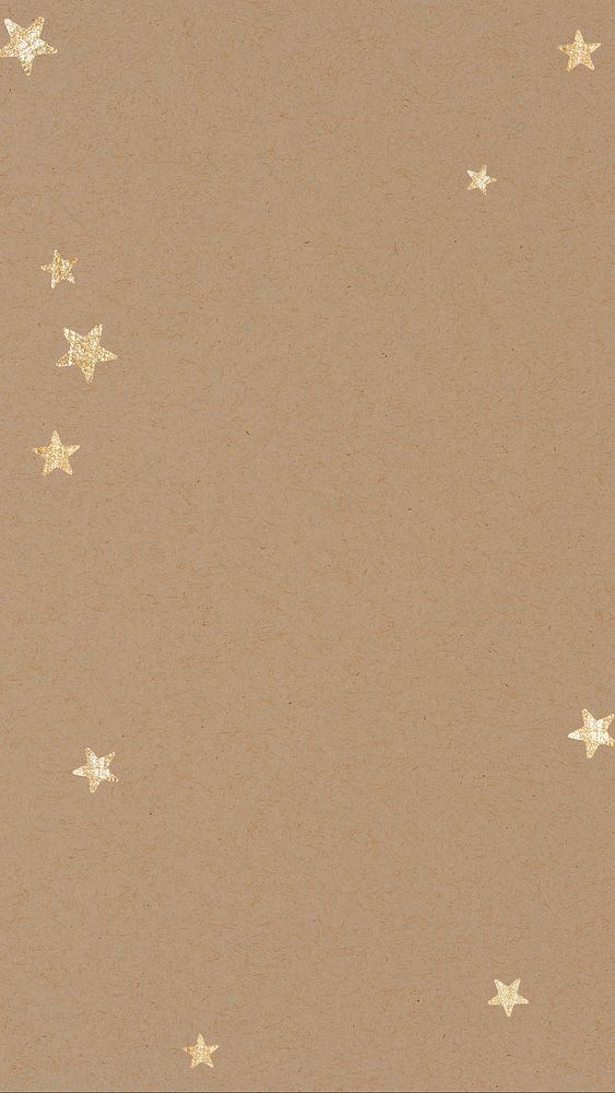 Brown phone wallpaper, gold star background psd 