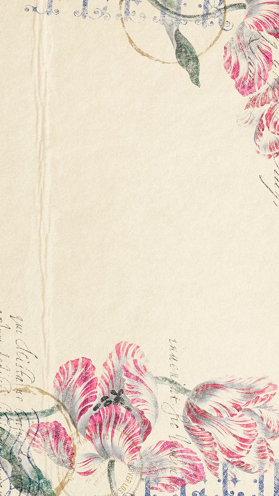 Aesthetic pink flower mobile wallpaper, ephemera background