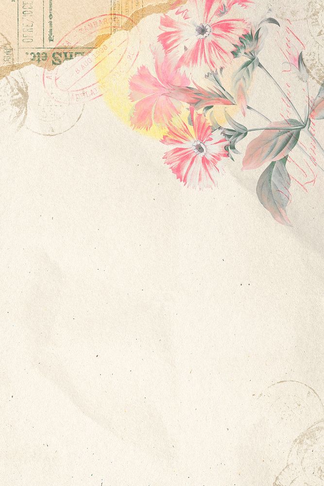 Aesthetic pink flower background, vintage illustration psd