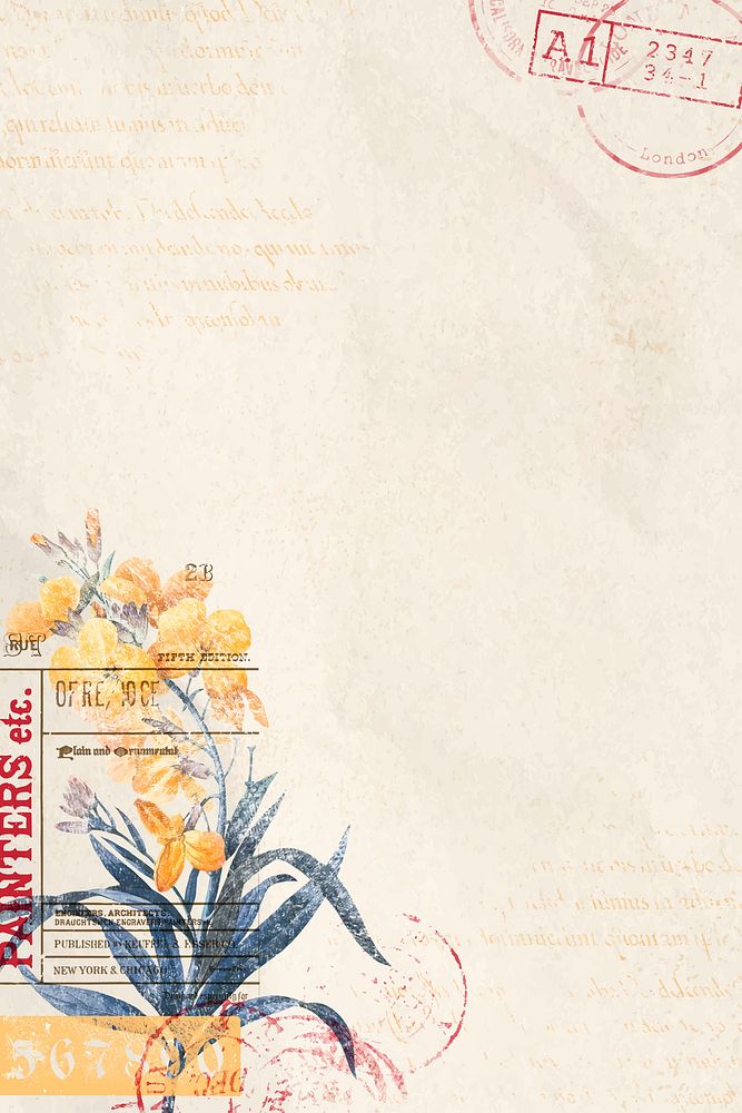 Aesthetic orange flower background, vintage illustration vector